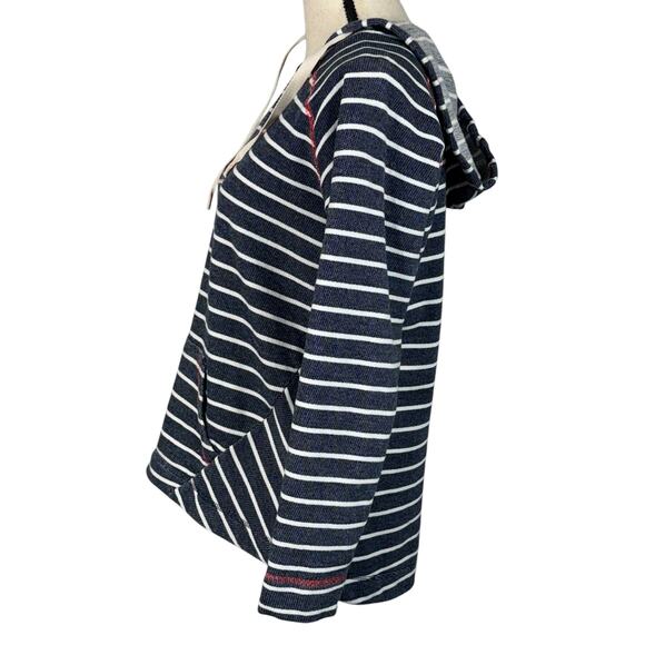 Columbia Small PFG Pullover Top Hooded Striped Stretch Long Sleeve Pocket V-Neck - Picture 6 of 9